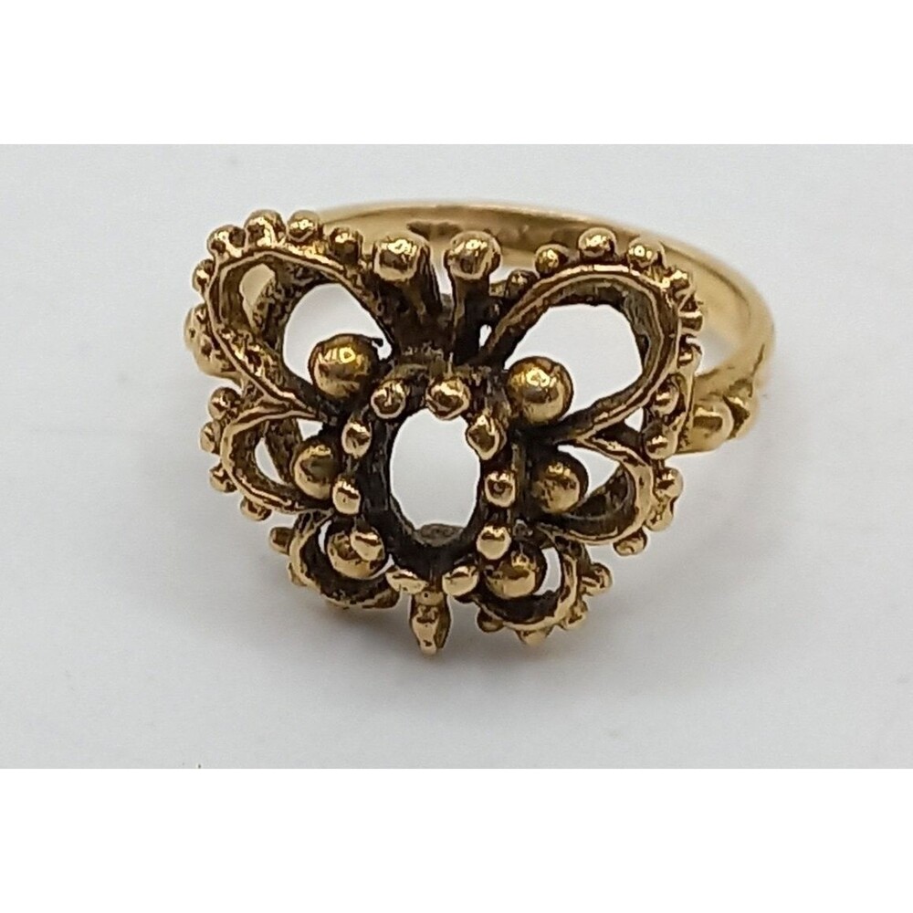 14k Yellow Gold Ornate Butterfly Ring 3g Size 6